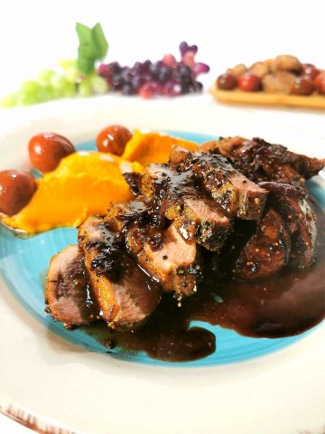 Duck Breast with Sweet Potato and Red Wine & Figs Sauce