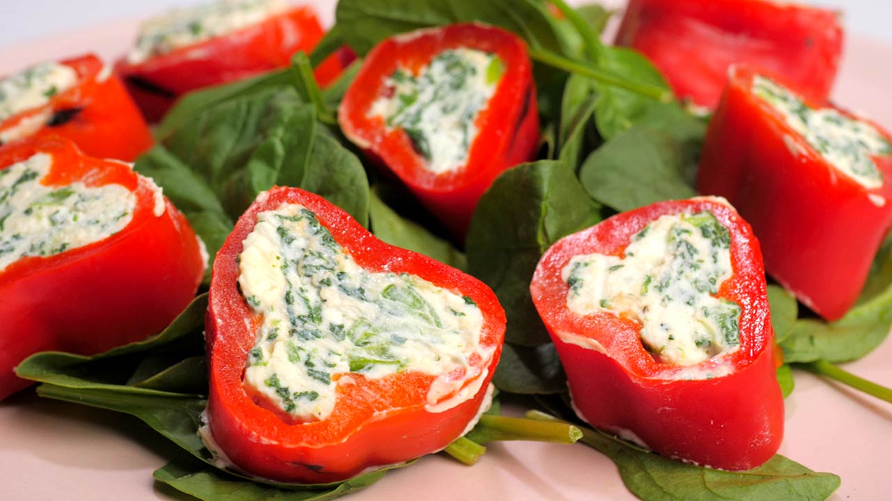 Grilled Peppers stuffed with Goat and Cow Cheese Mix